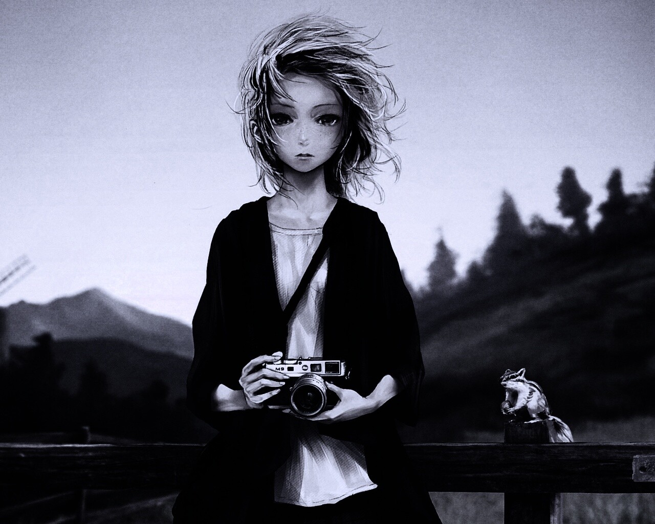 Девушка с фотоаппаратом обои