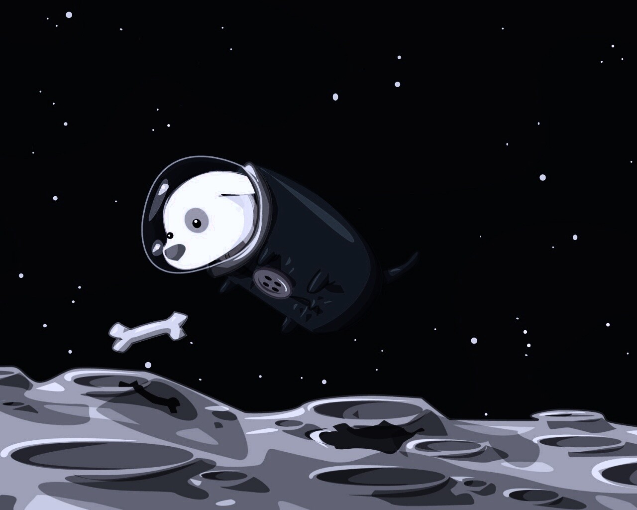 Собачка на луне обои