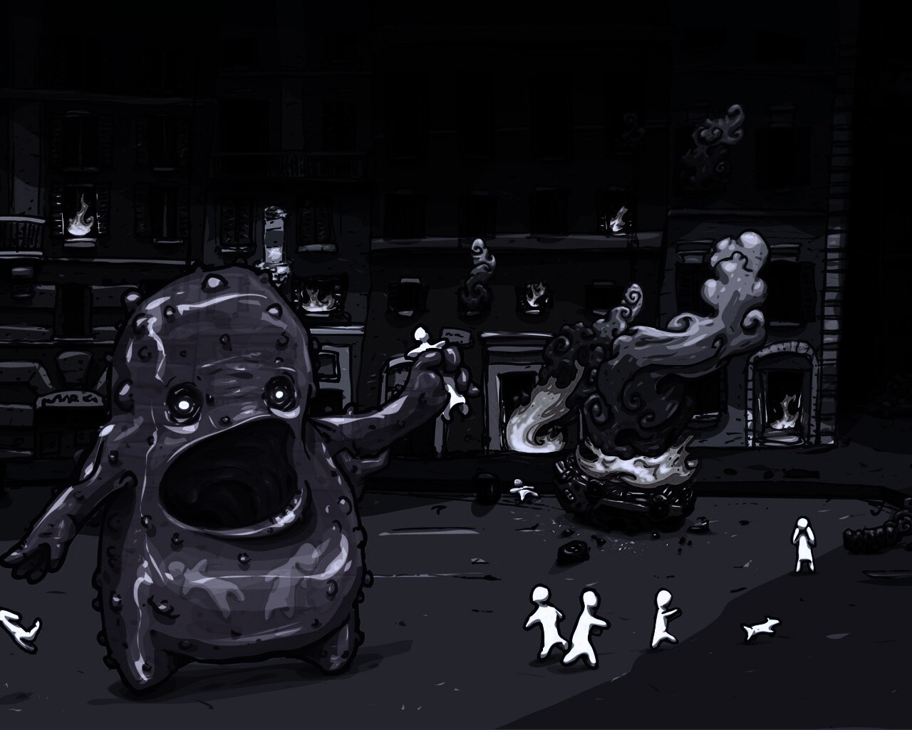 Монстр жрет людей обои