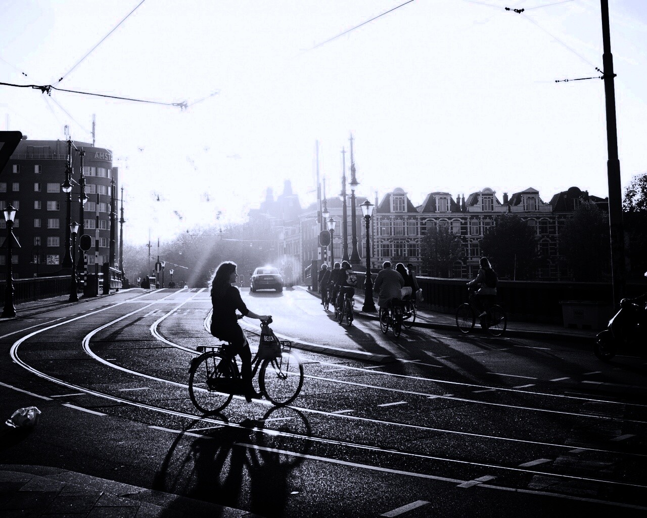 Утро в европейском городе обои