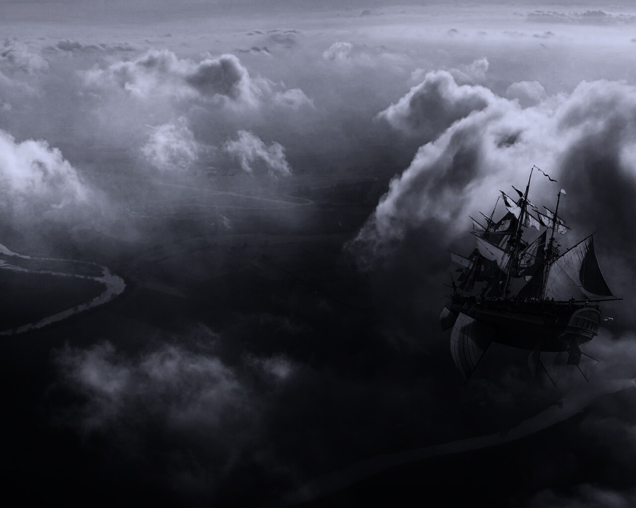 Летающий корабль обои