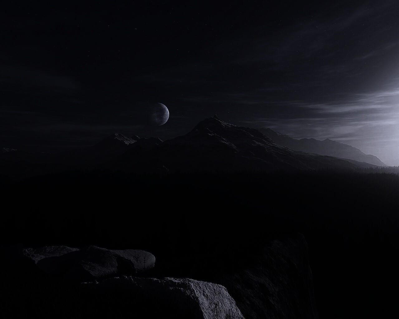 Луна над горами обои
