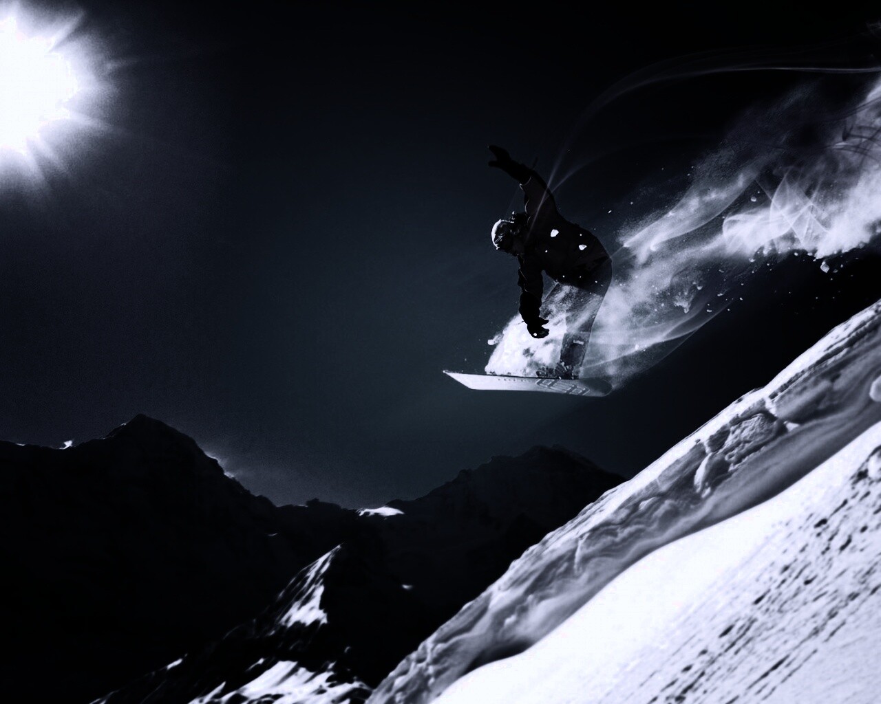 Сноубордист в прыжке обои