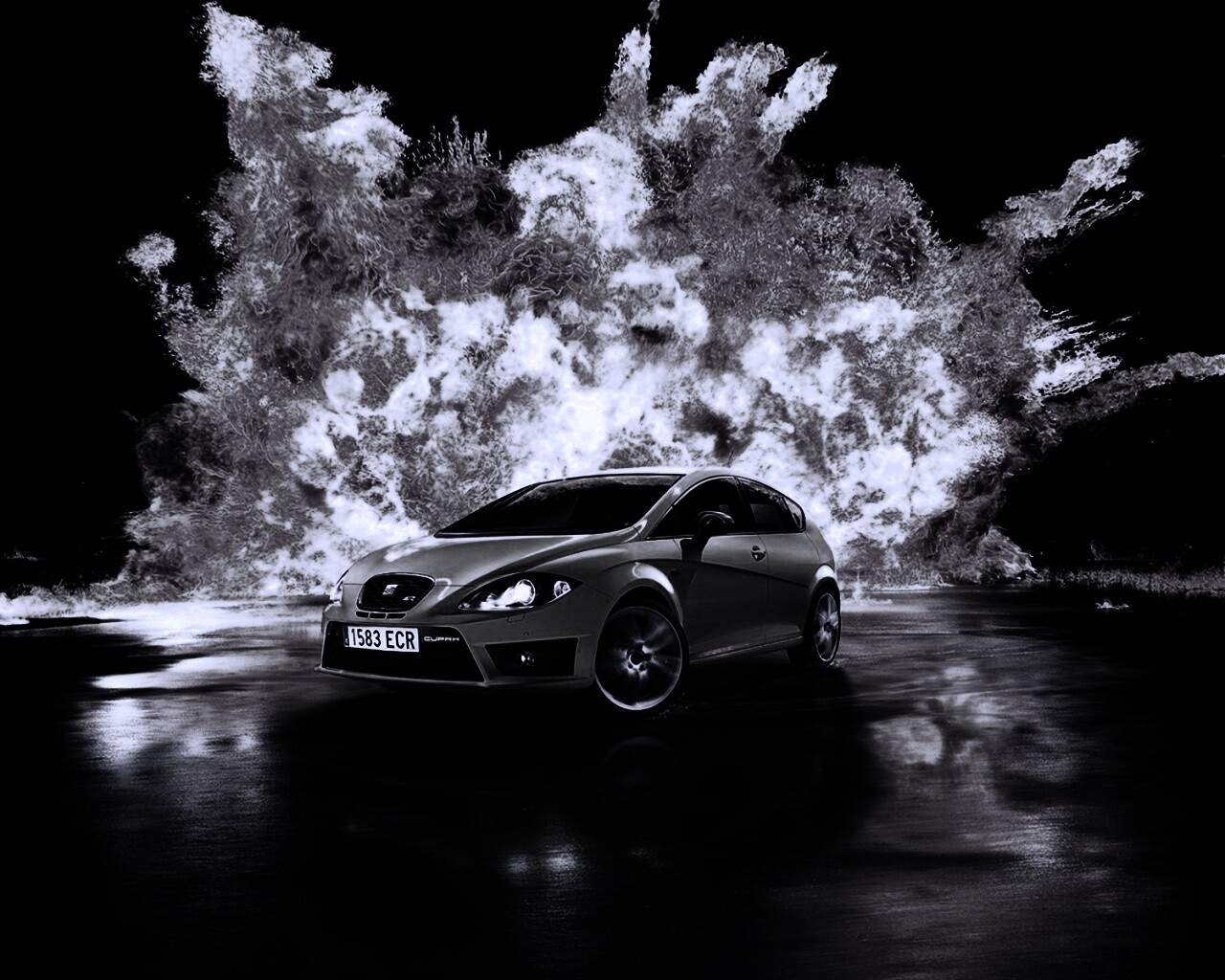 Желтый Леон на фоне взрыва обои