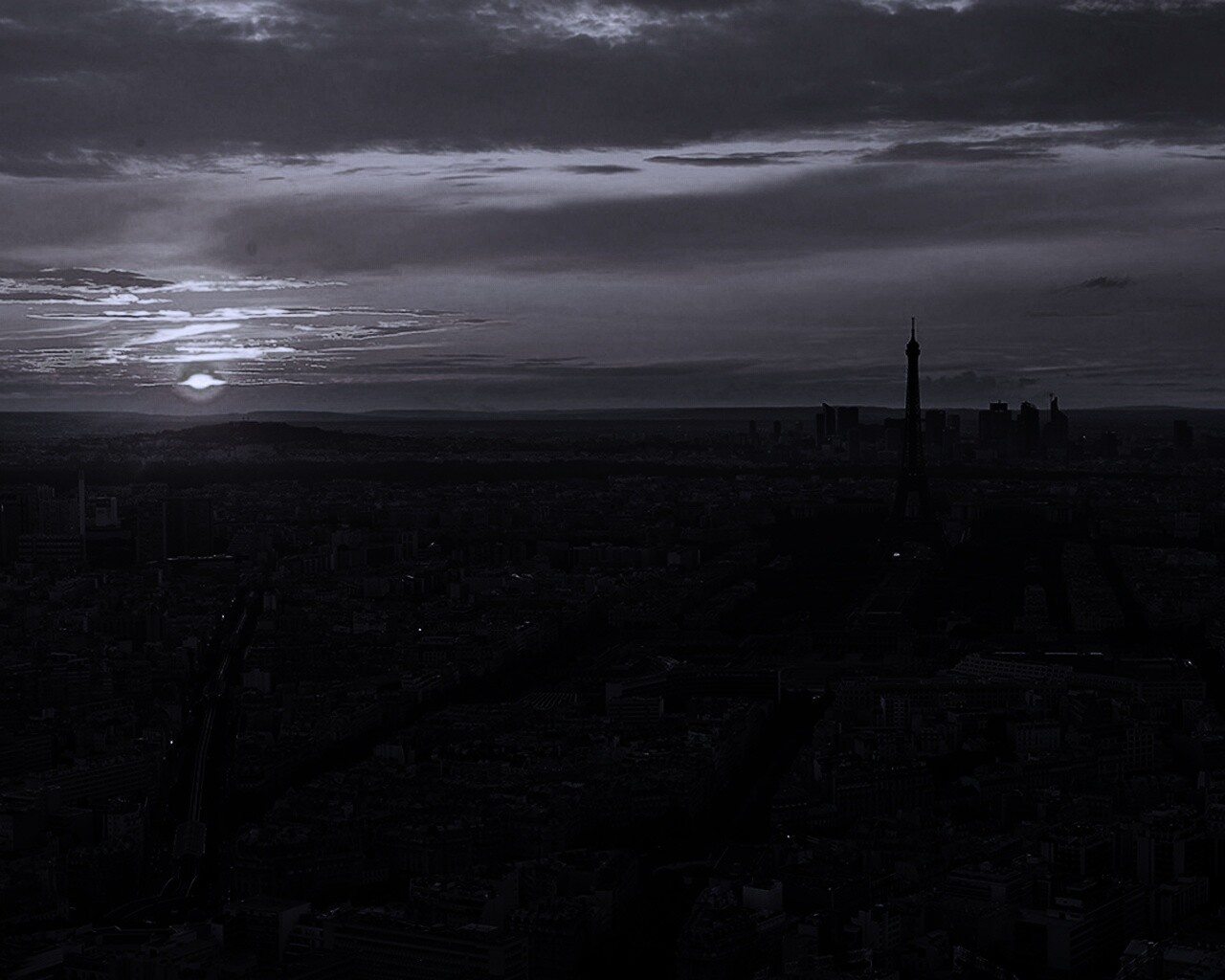 Вид на вечерний Париж обои