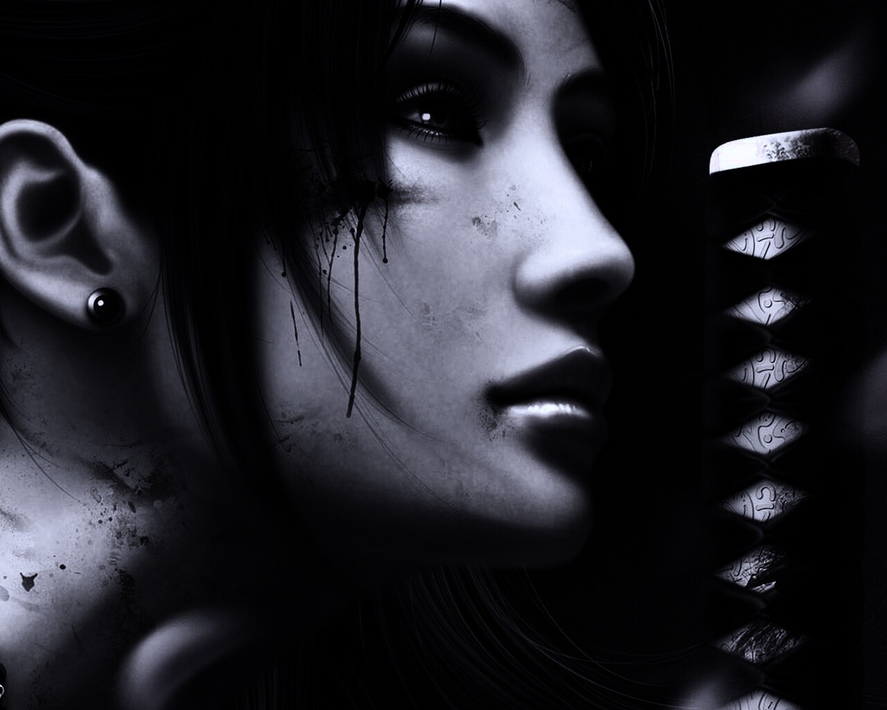 Японка с катаной обои