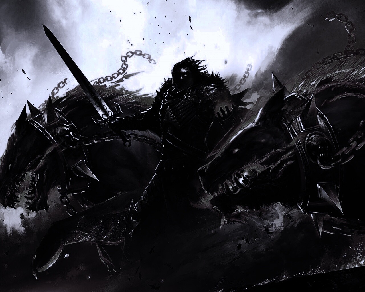 Темный рыцарь и гончие смерти обои