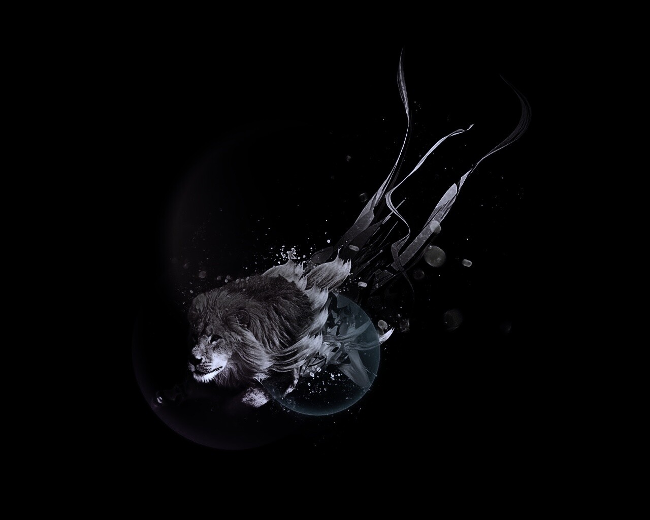 Лев в абстарктой фигне обои