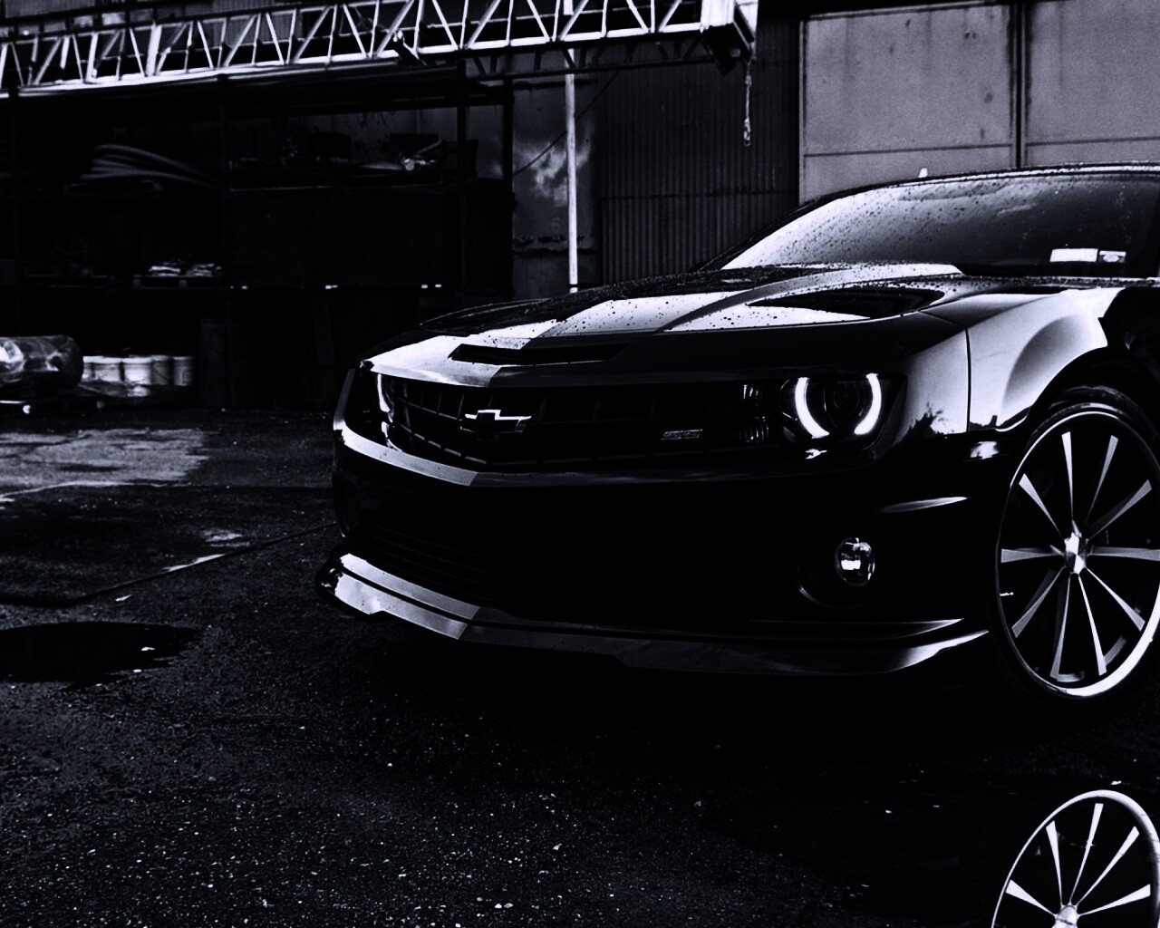 Черный шевроле камаро SS обои
