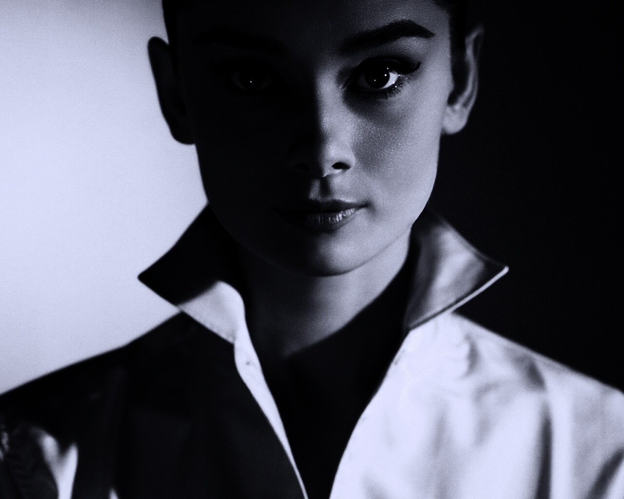 Одри Хепберн в grayscale обои