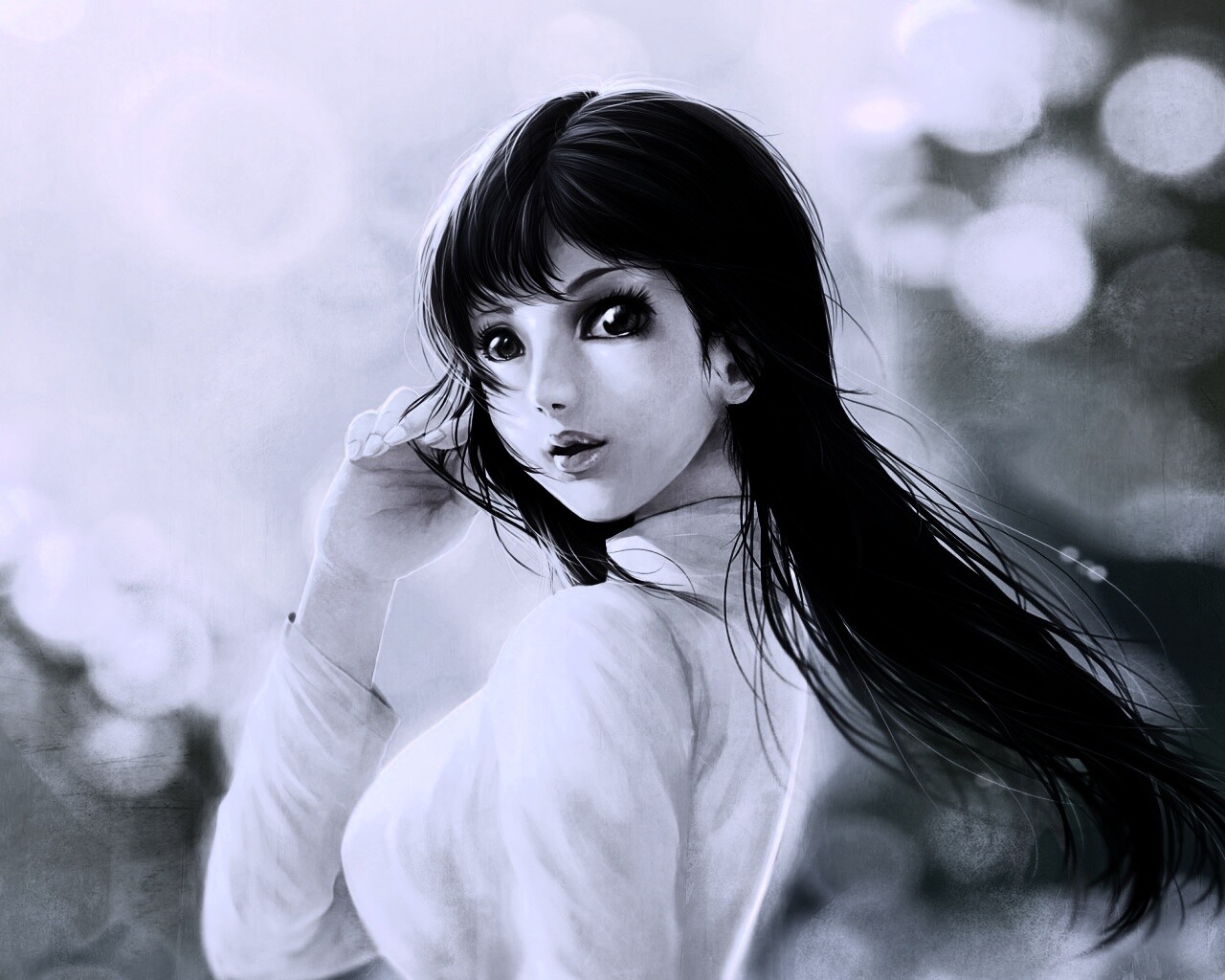 Девушка вполоборота обои