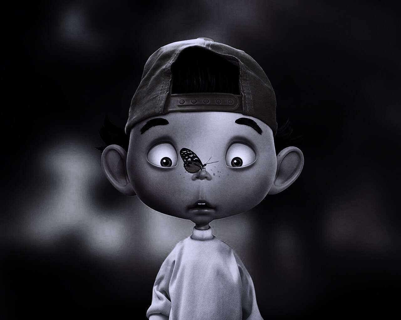 Бабочка на носу обои