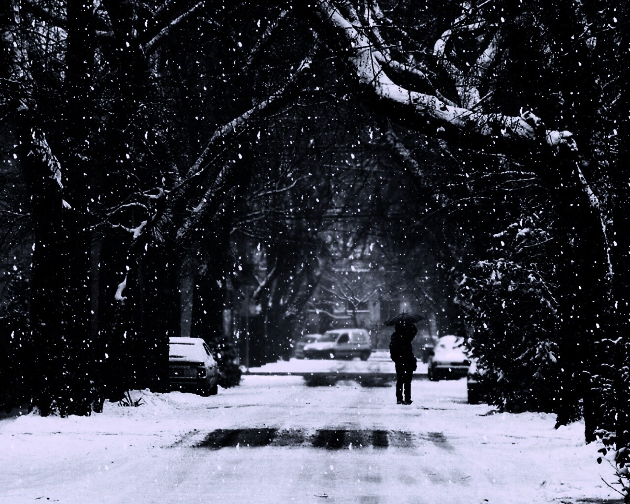 Зимняя улица обои