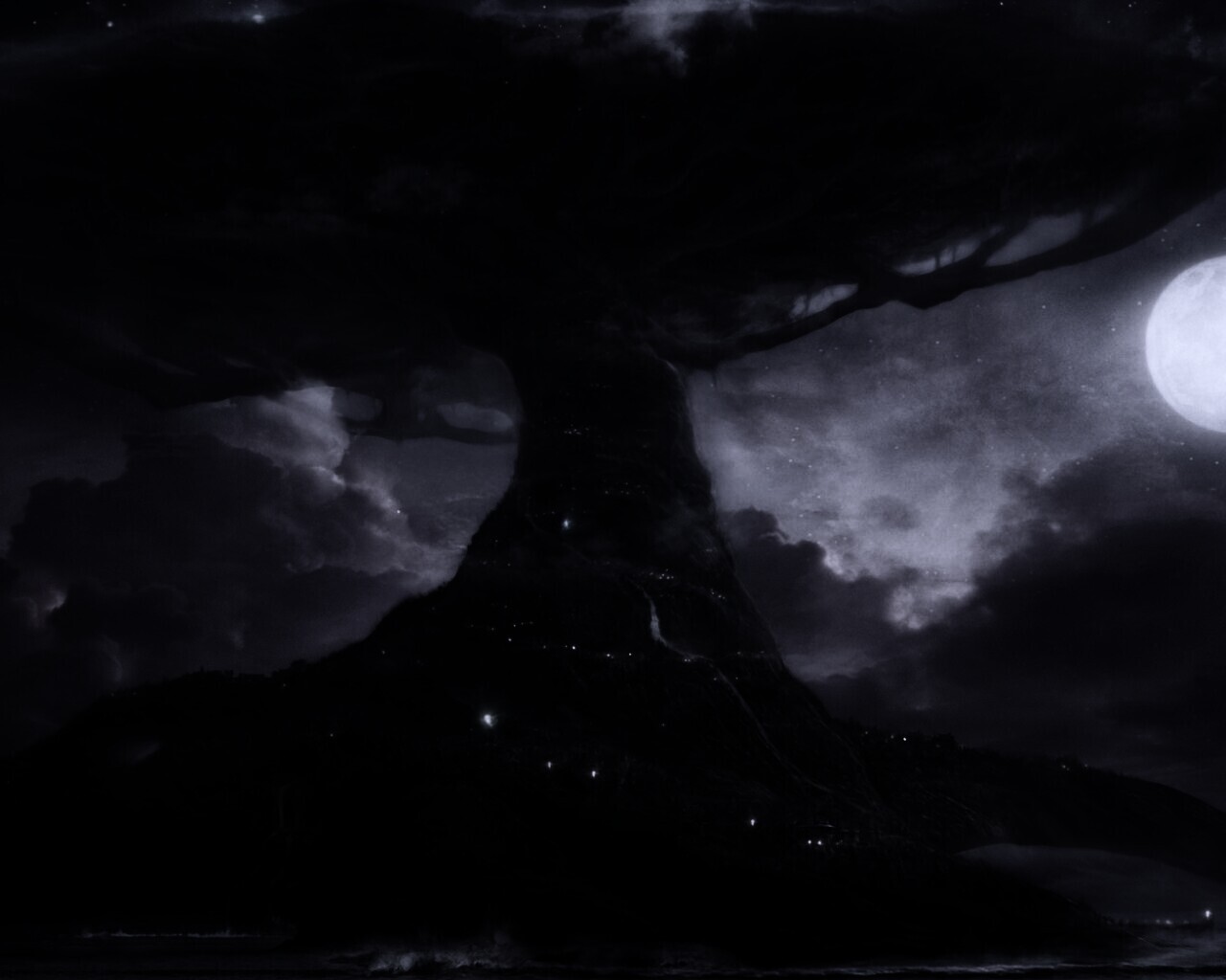 Дерево-город обои