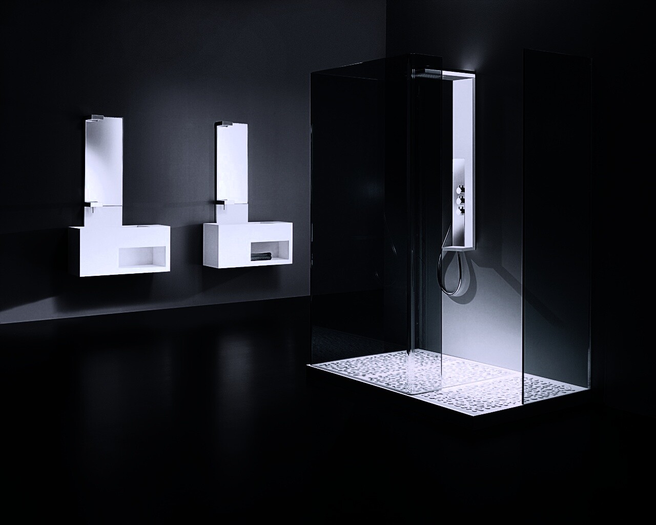 Ванная комната в стиле hi tech обои