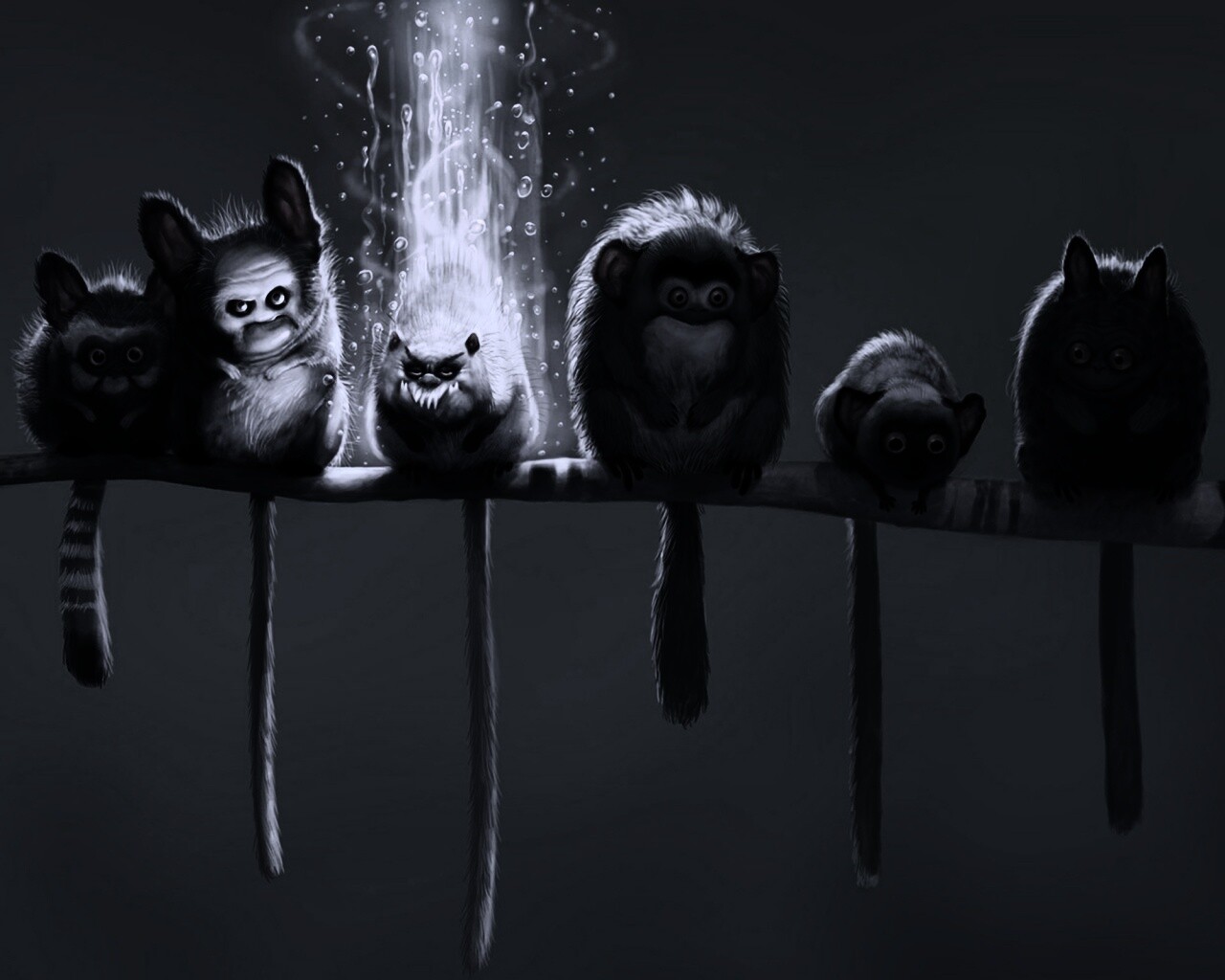 Существа на ветке обои