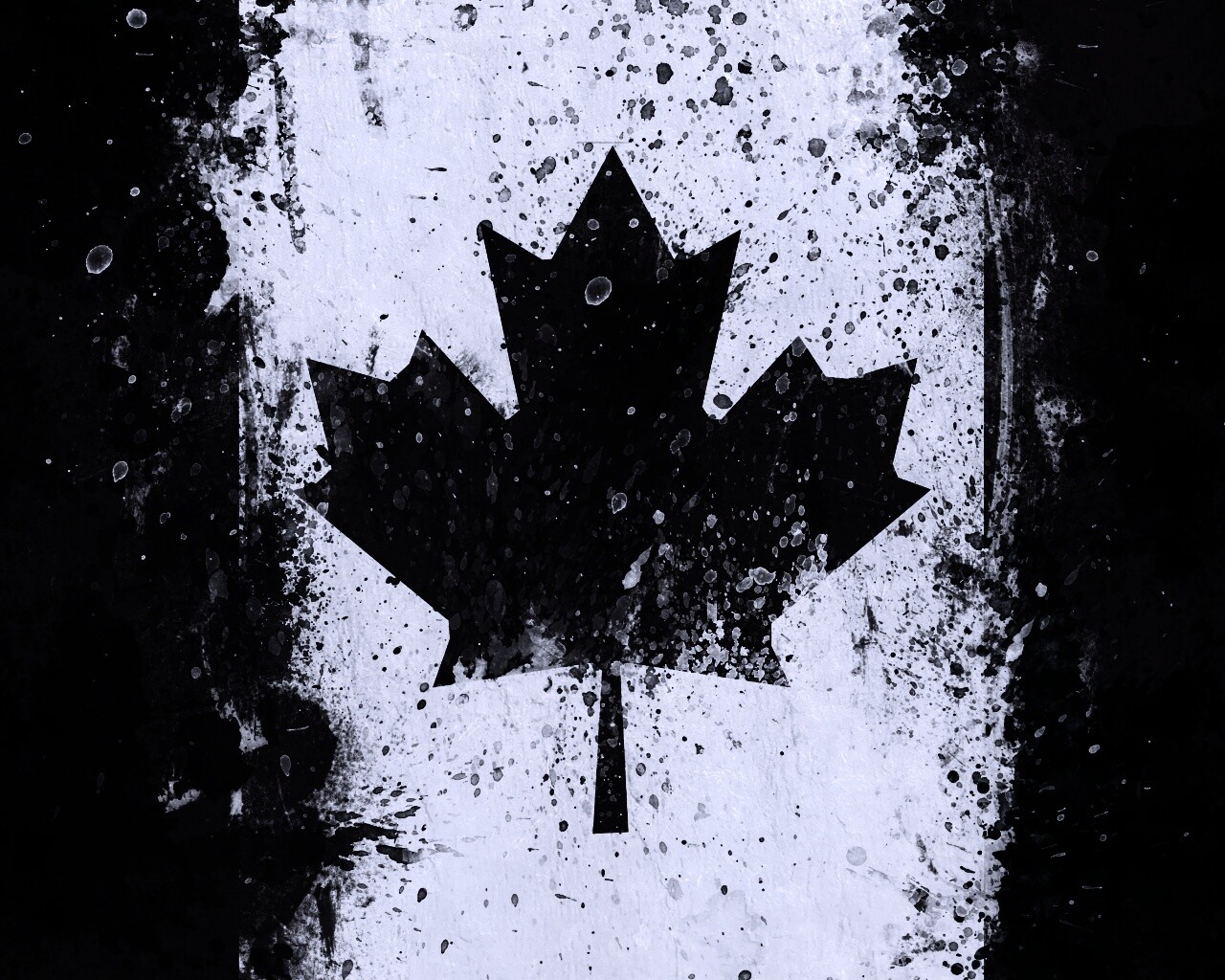 Флаг Канады нарисованный краской обои