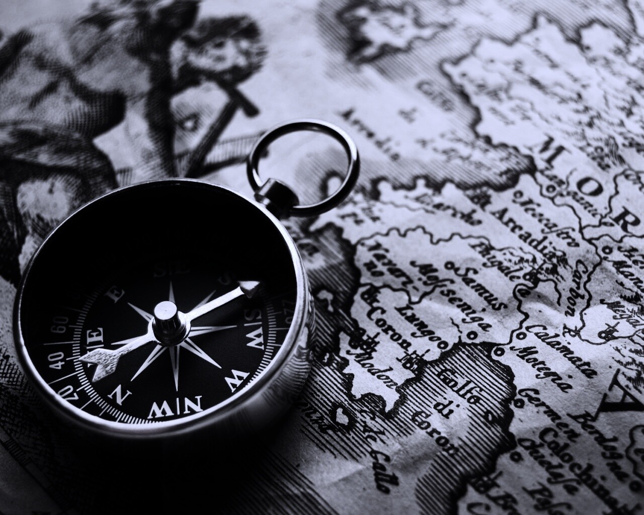 Компас и карта обои