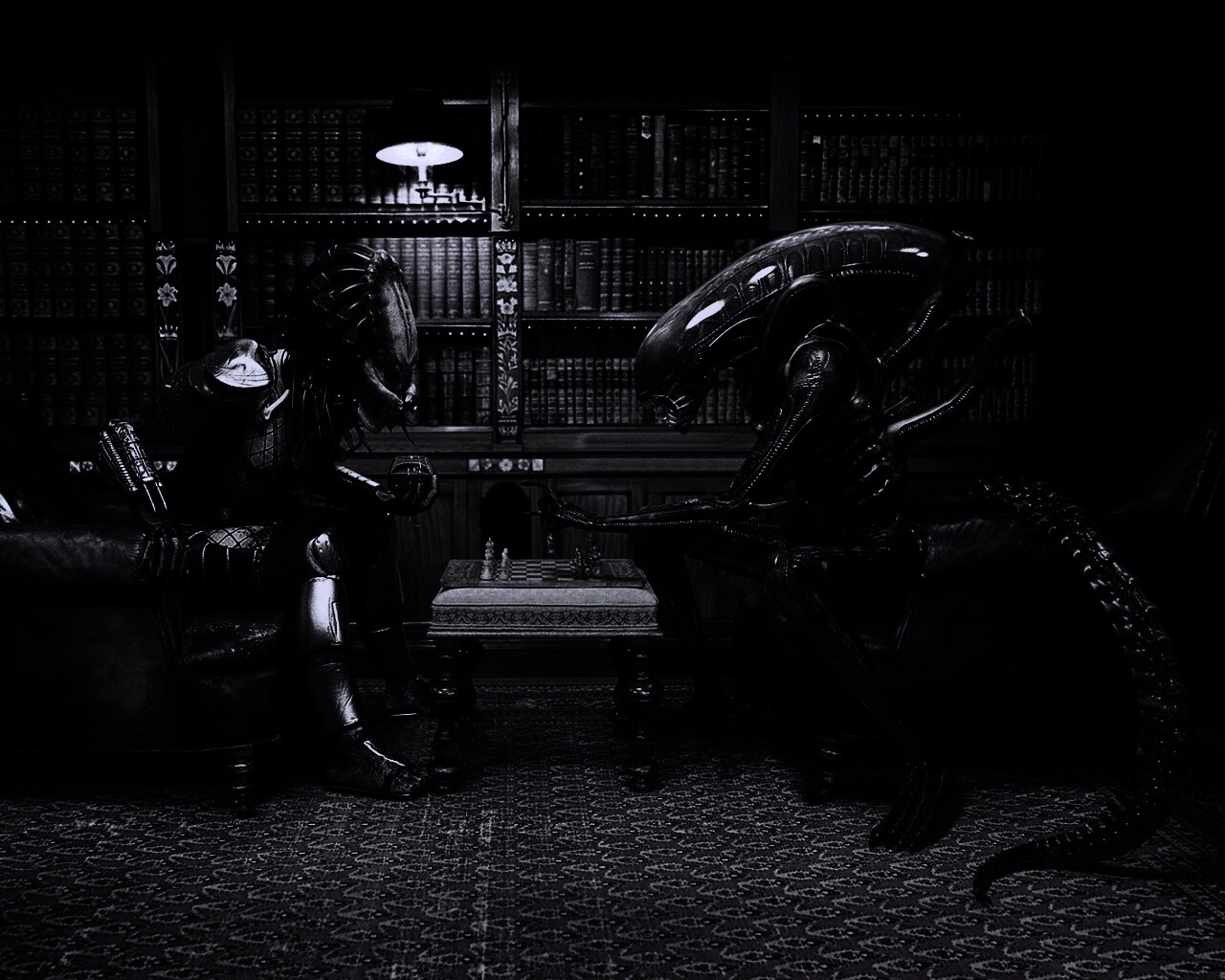 Чужой против хищника в шахматы обои