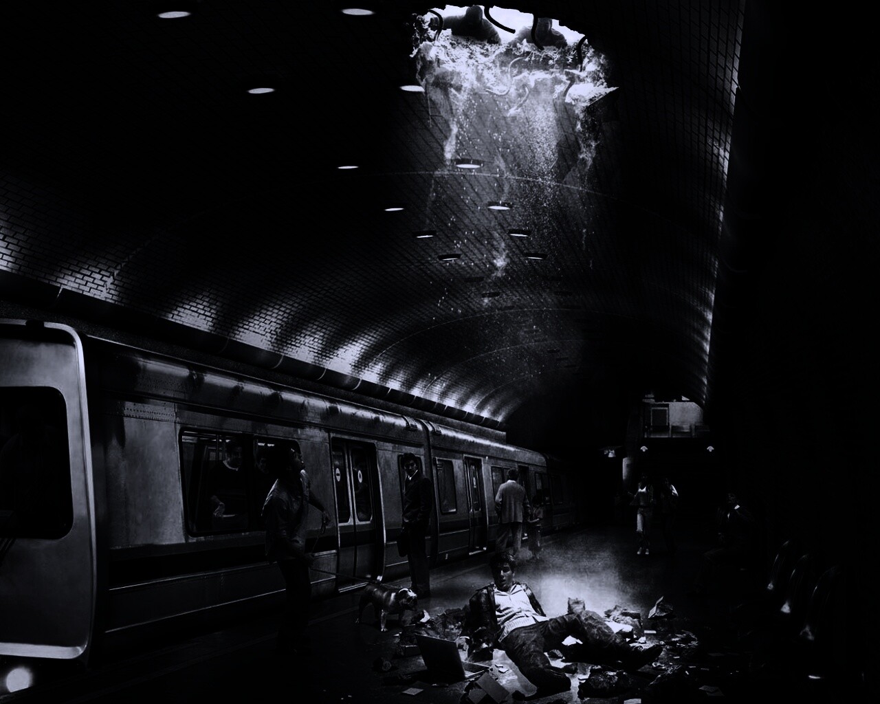 Провалившийся в метро обои