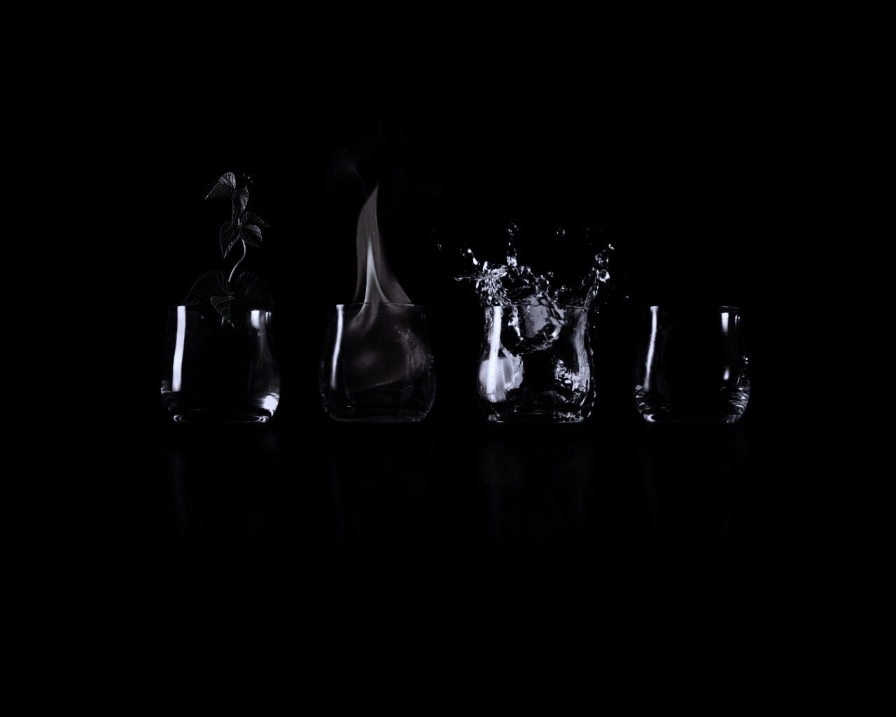 Четыре стихии: земля, огонь, вода, воздух. обои