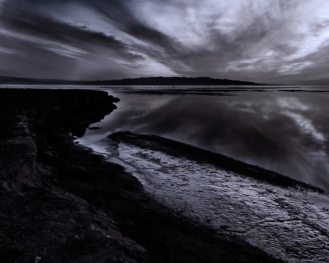 Озеро на закате обои