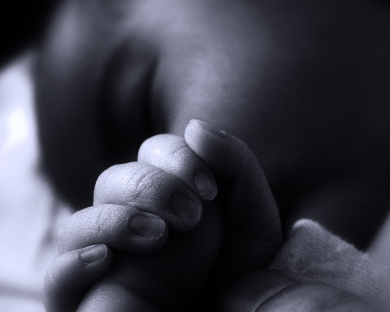 Младенец держит палец обои