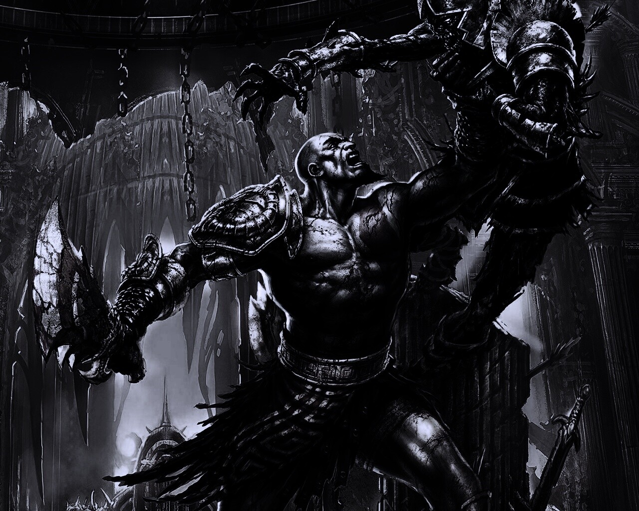 Кратос с мечем обои