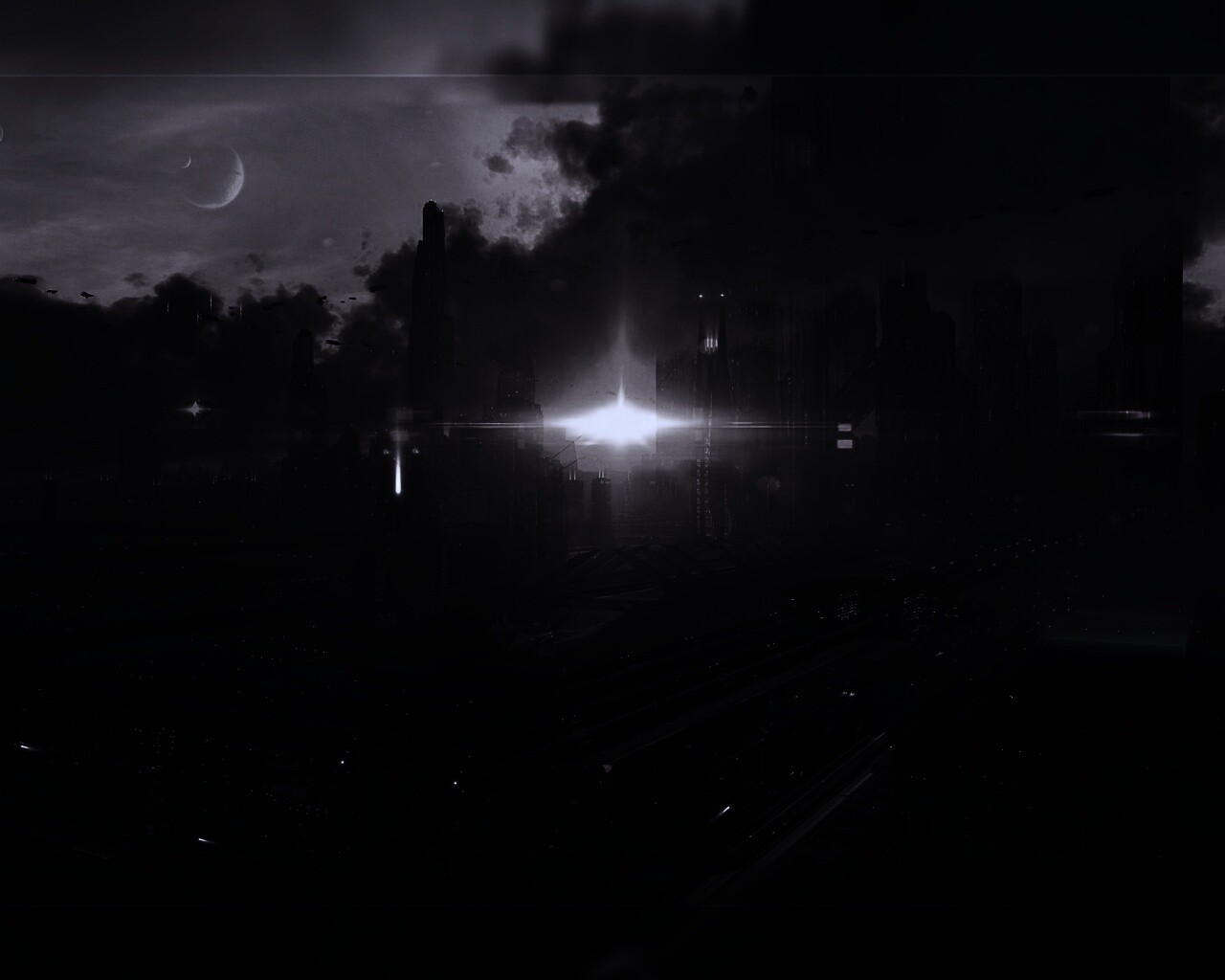 Закат в инопланетном городе обои