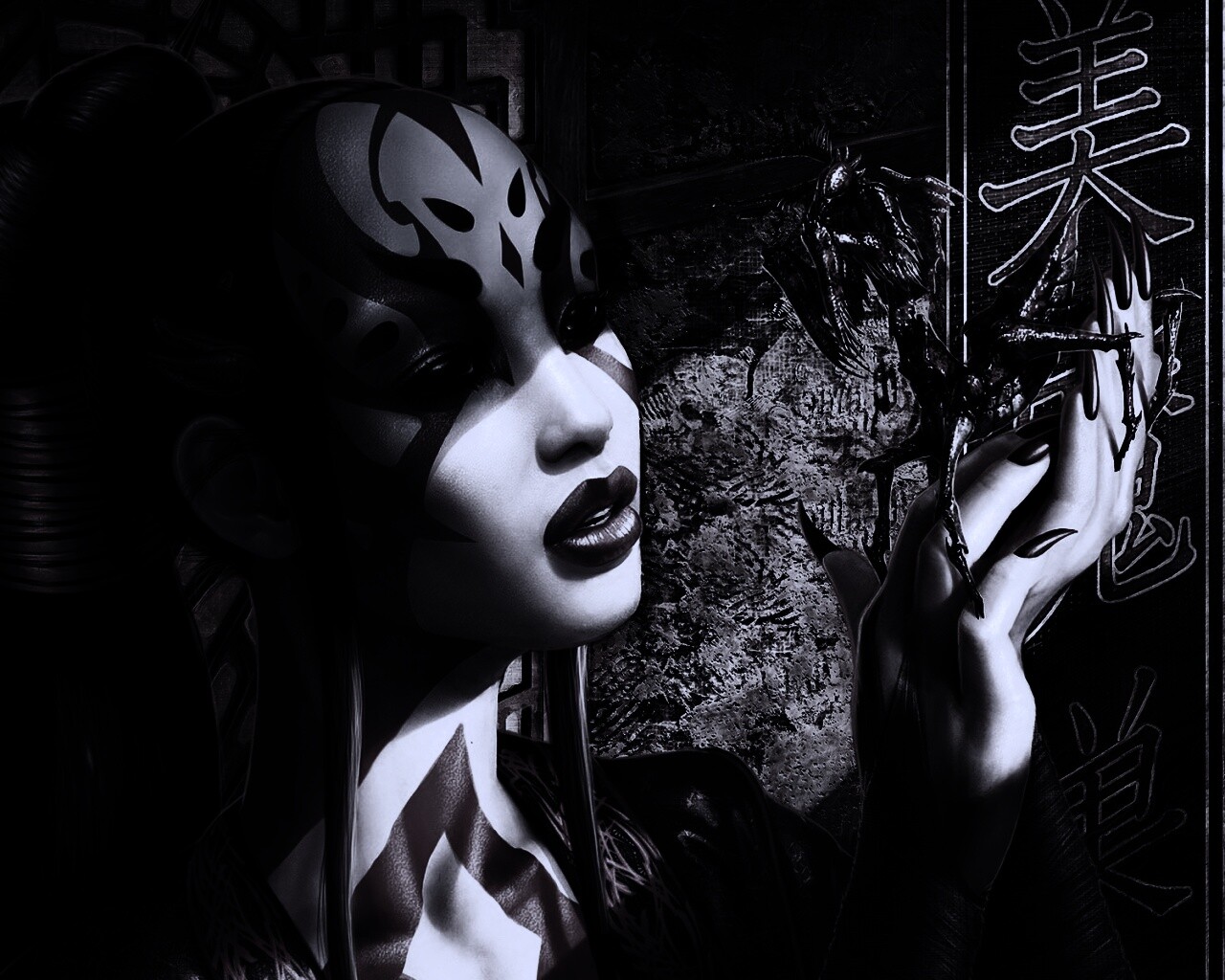 Девушка и богомол обои