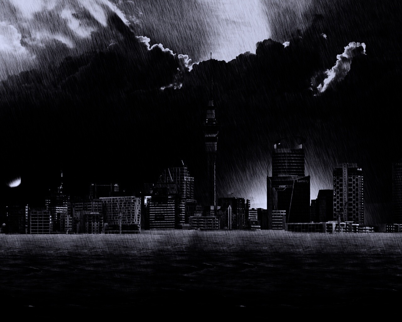 Гроза над городом обои