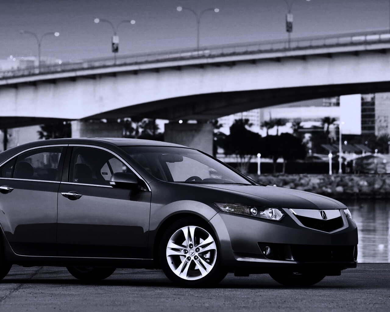 Acura на фоне моста обои