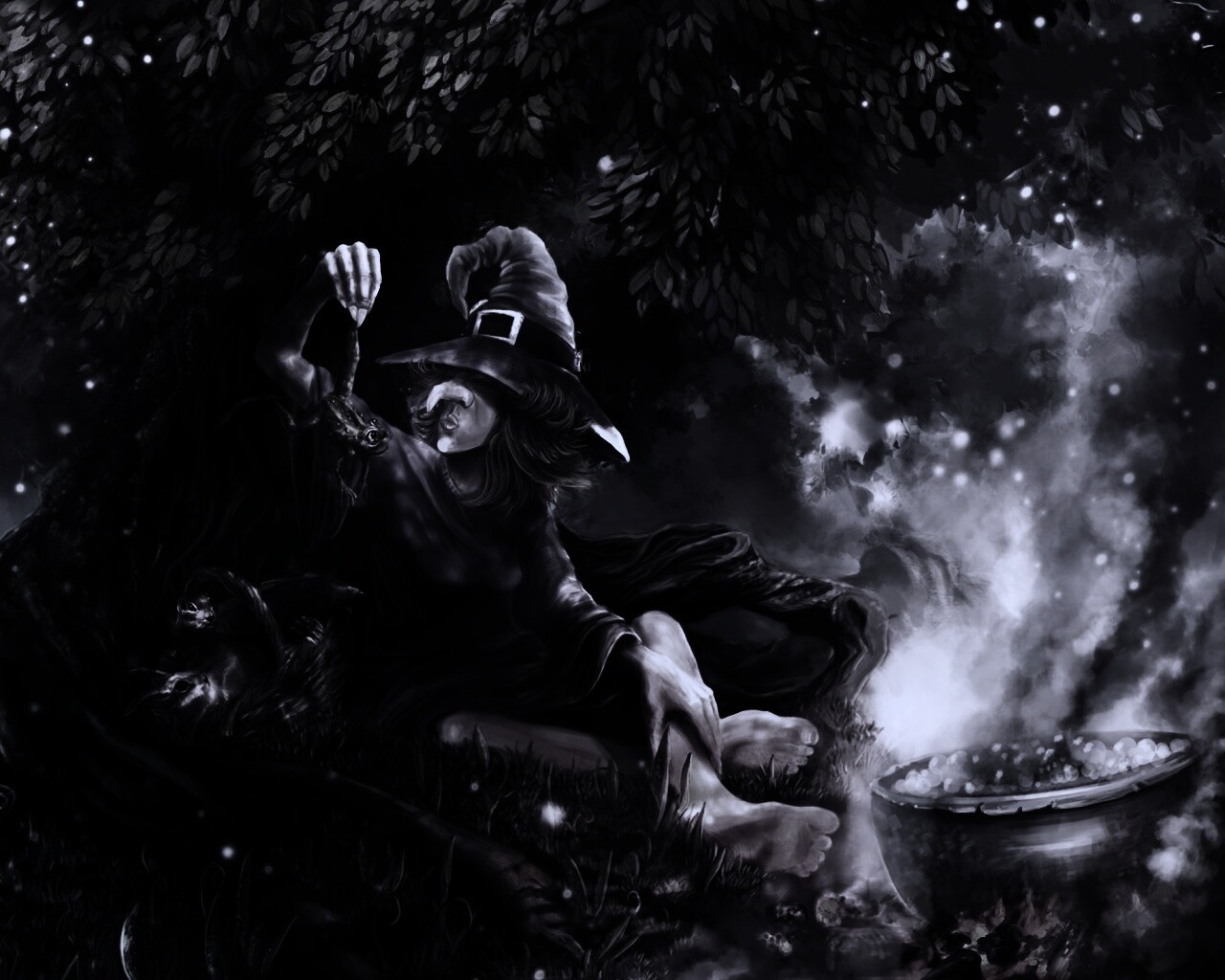 Ведьма варит зелье обои
