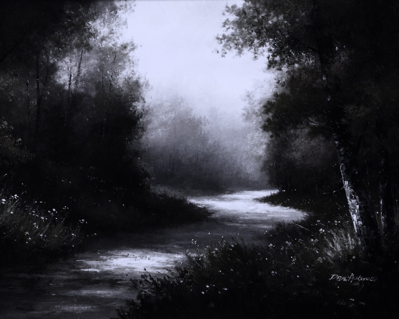 Рисунок лесной дороги обои