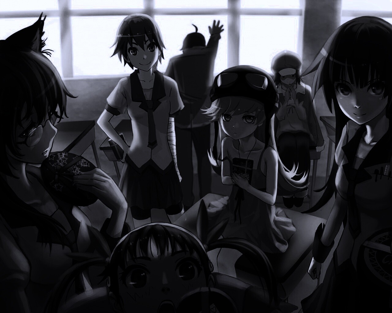 Девушки из Bakemonogatari обои