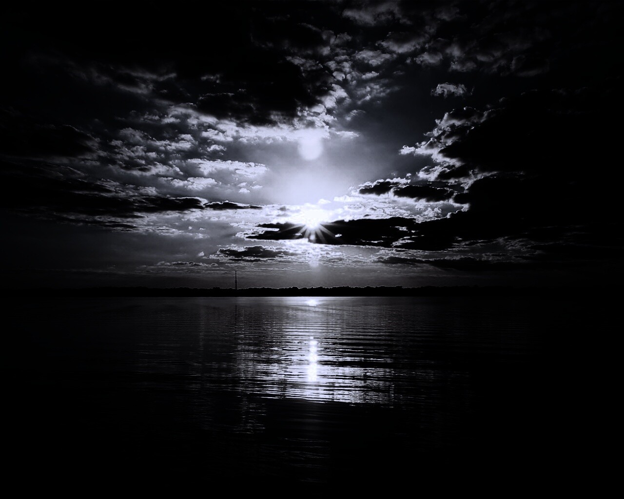 Закат над озером обои