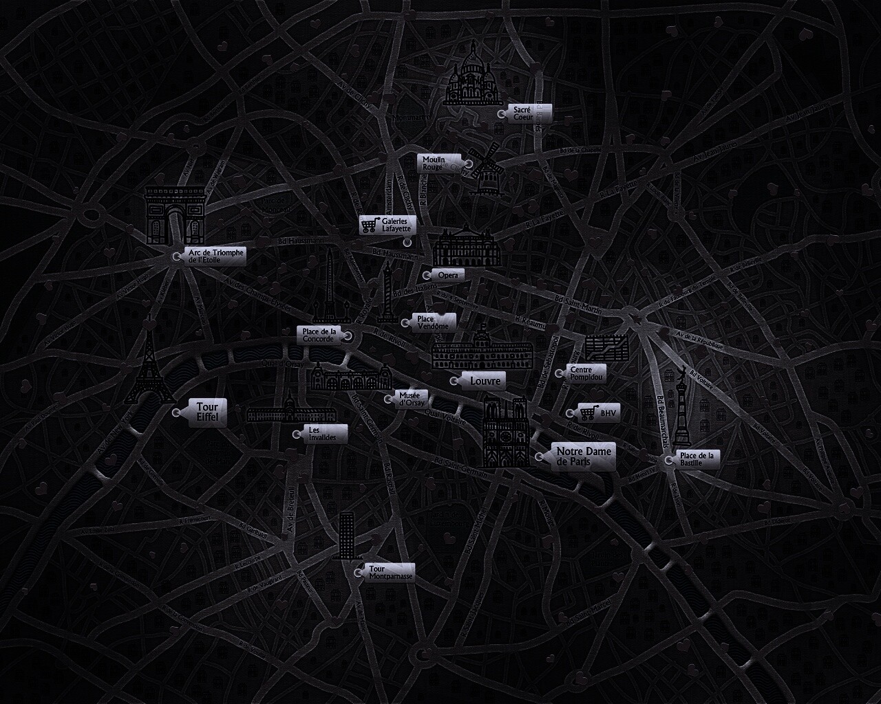 Карта Парижа обои