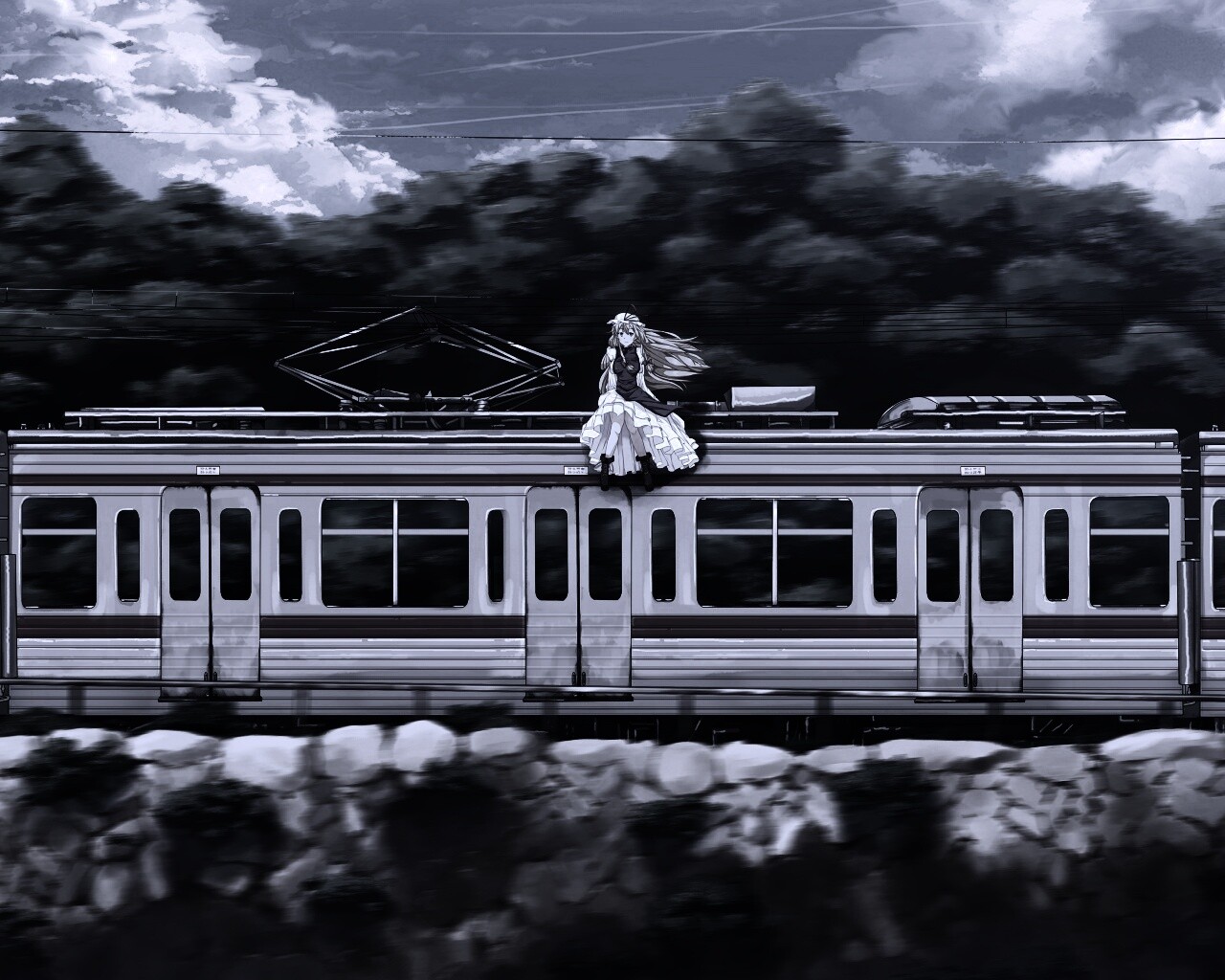 Девушка на крыше поезда обои