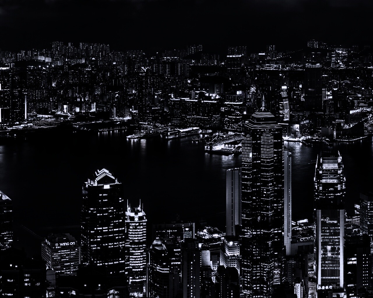 Небоскребы ночью обои