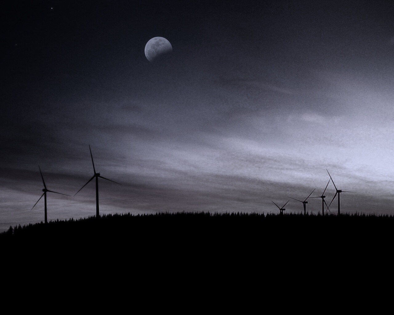 Закат за холмом обои