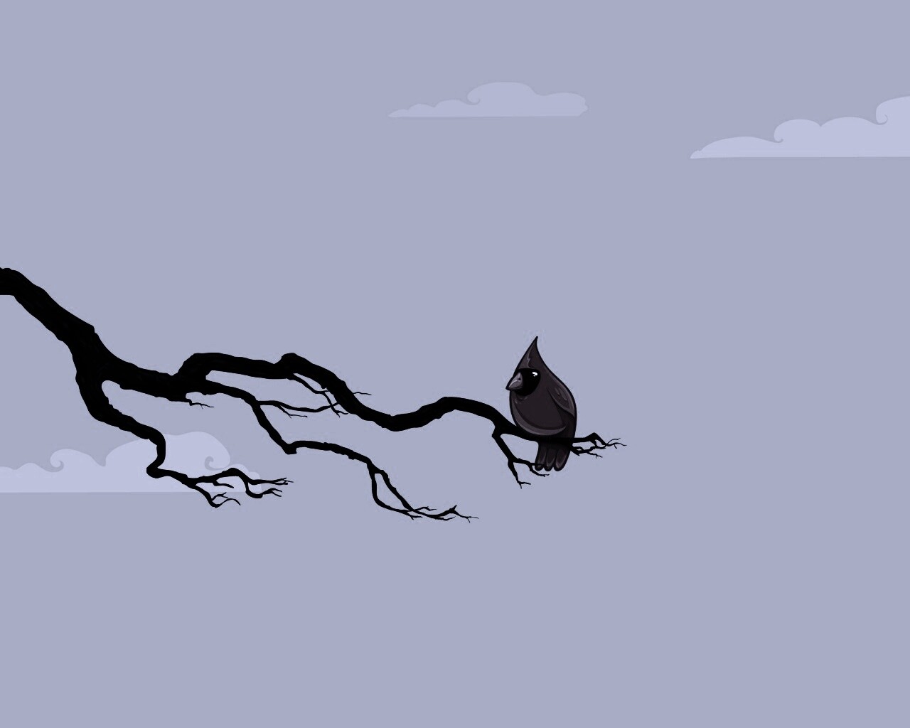 Красная птица на ветке обои