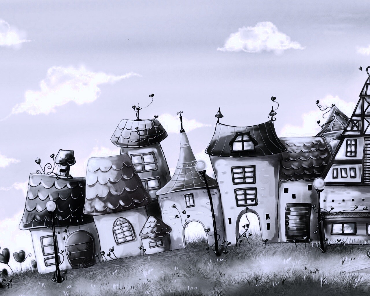 Мультяшный городок обои