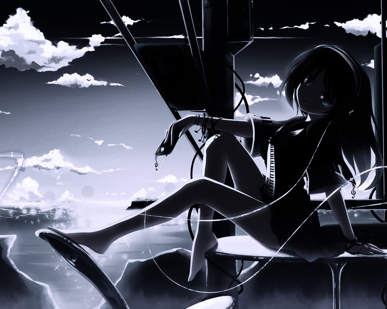 Девочка с плеером обои