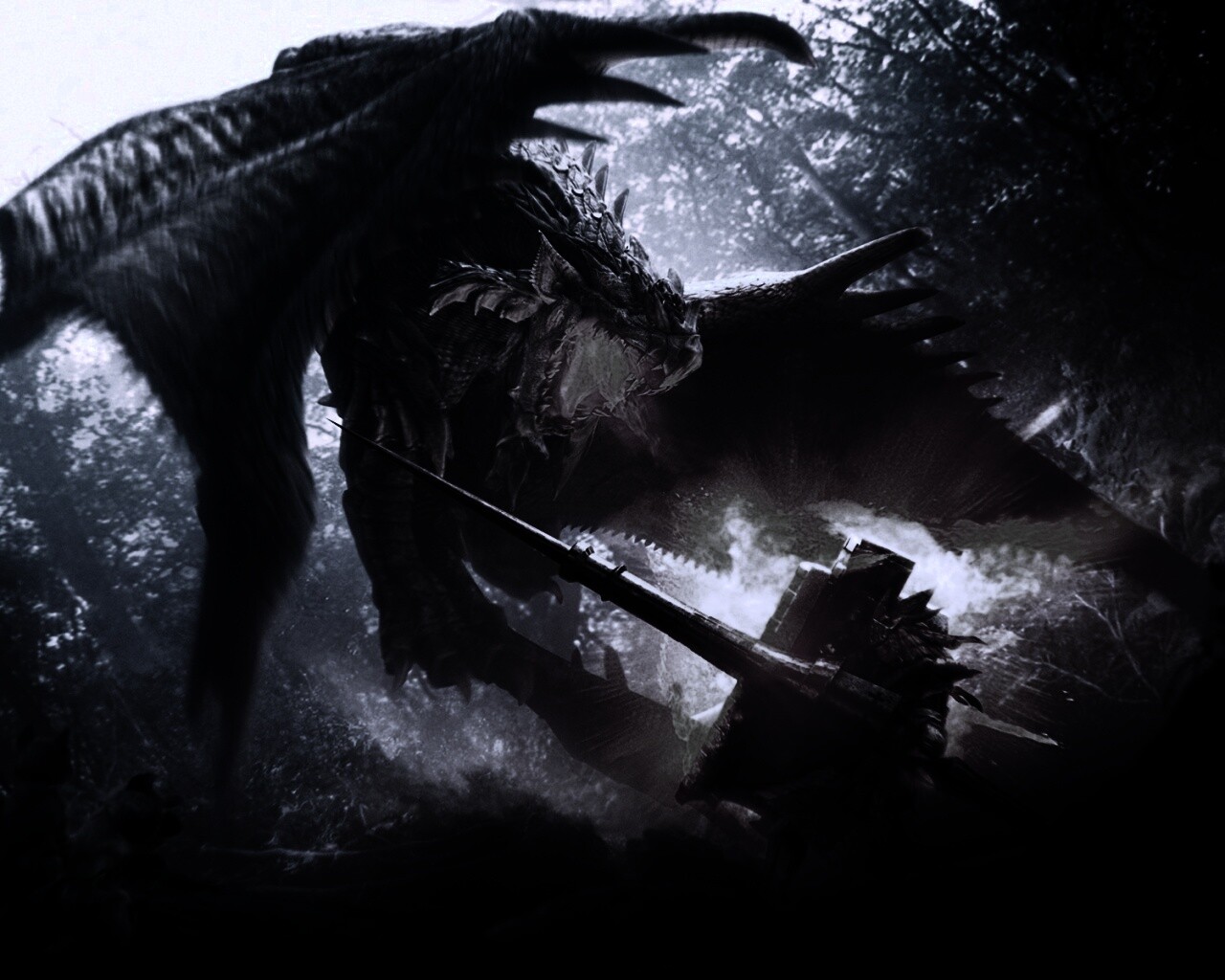 Атакующий дракон обои