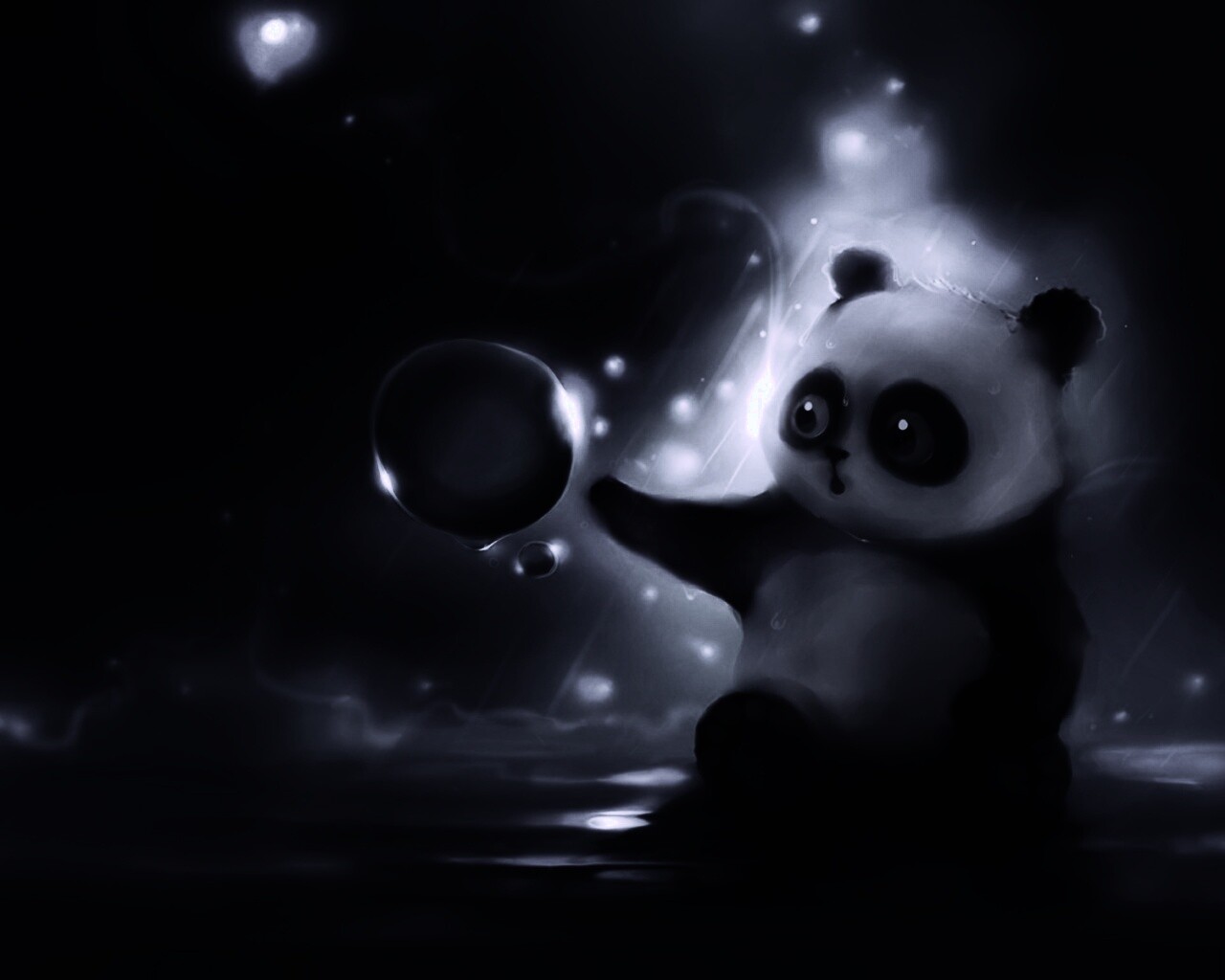 Панда и пузырек обои