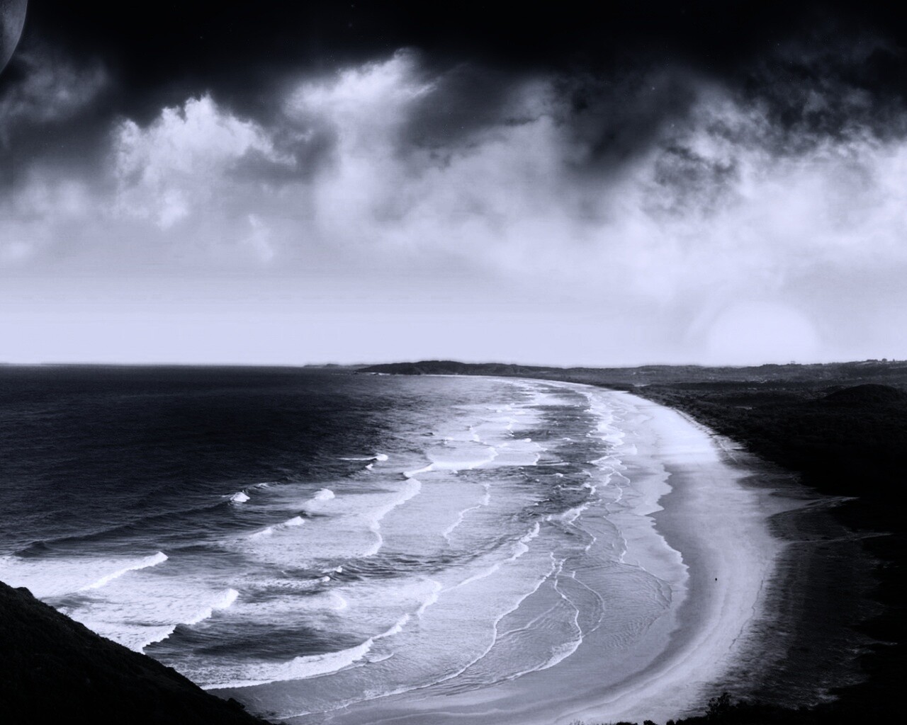 Берег до горизонта обои