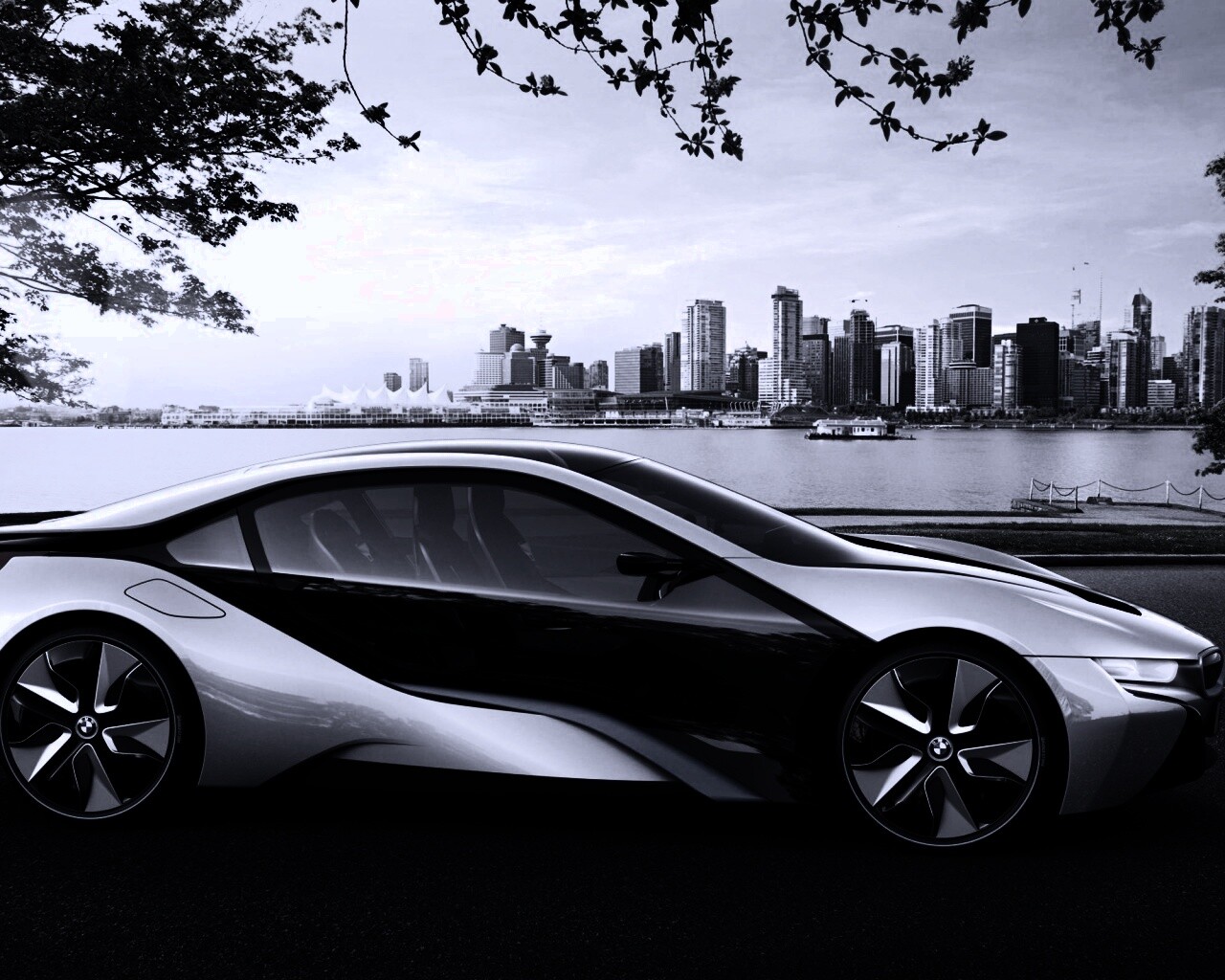 Концепт БМВ на берегу озера обои