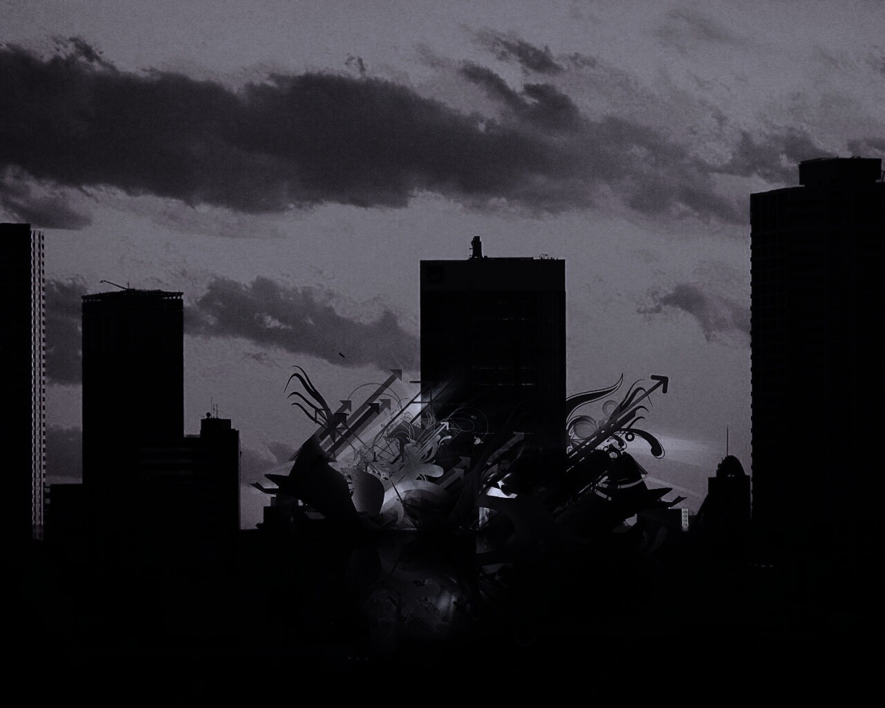 3D абстракция прямо в городе обои