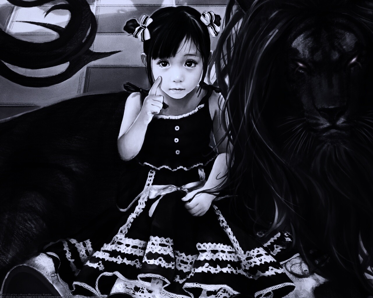 Тёмный лев обои