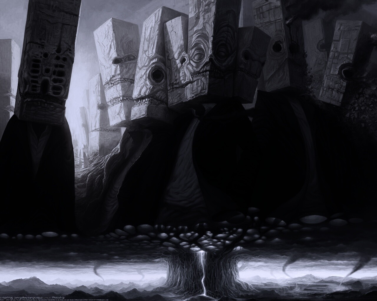 Каменные головы обои